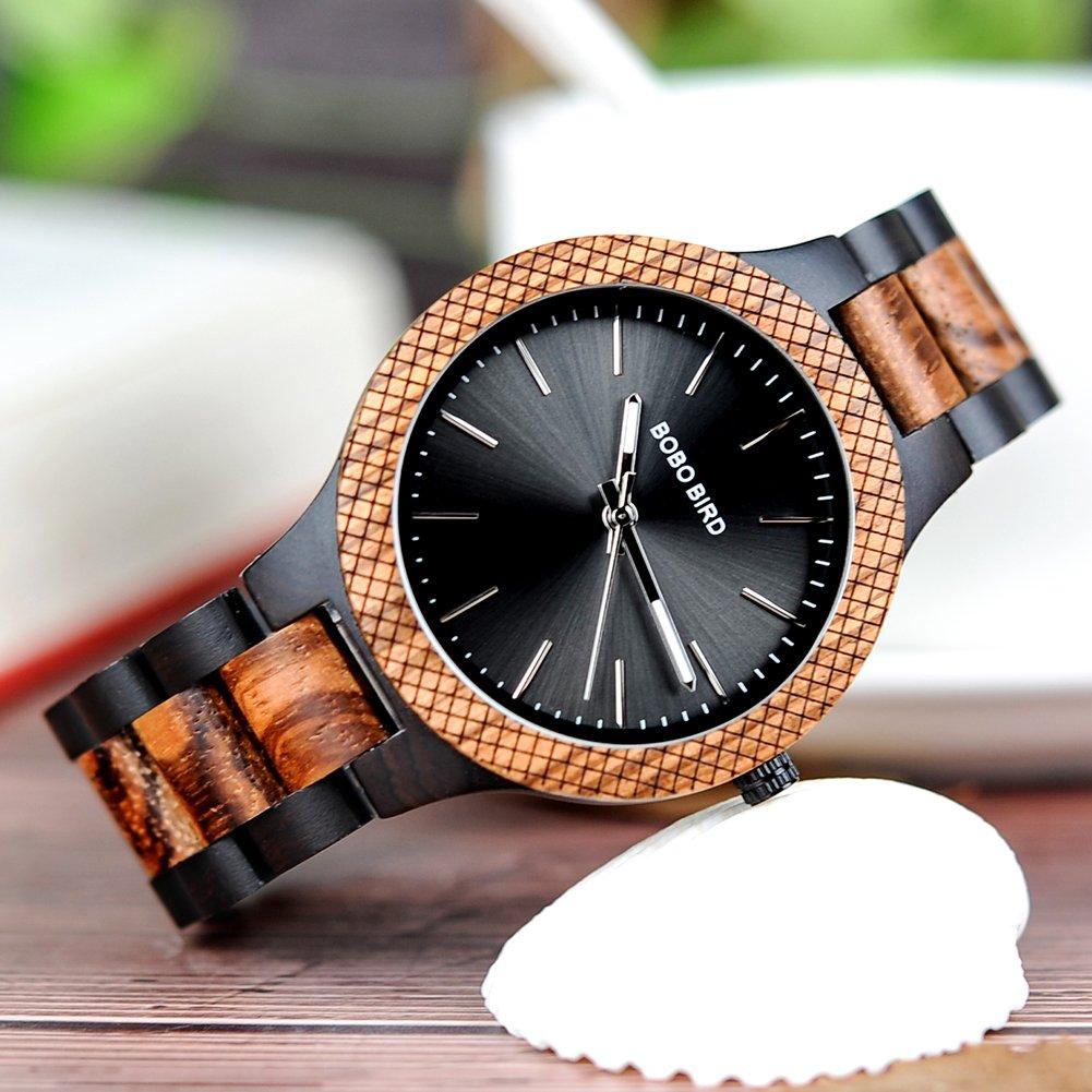 BOBO BIRD D30-1 Men's Bamboo Wood Watch with Japanese Quartz Movement, Analog, Vintage and Retro Design