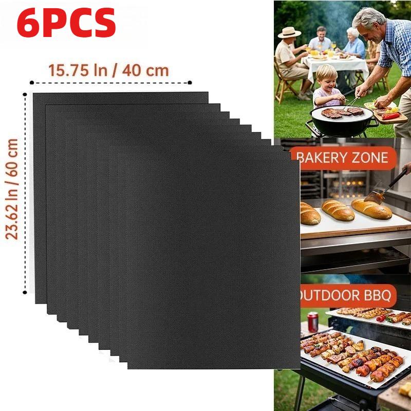 6 Stück BBQ Grillmatte Antihaftmatte Hitzebeständige Grillmatte Outdoor Backen Wiederverwendbare Grillparty-Matte 40x60cm 40x50cm 33x40cm 30x40cm