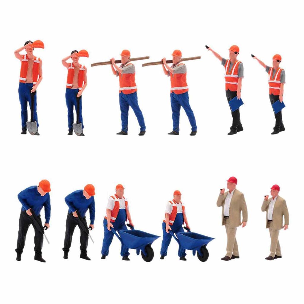 1/64 Scale Miniature Figures Model,Construction Building Workers,Painted,Simulation,Diorama,Worker Figure for Miniature Scene