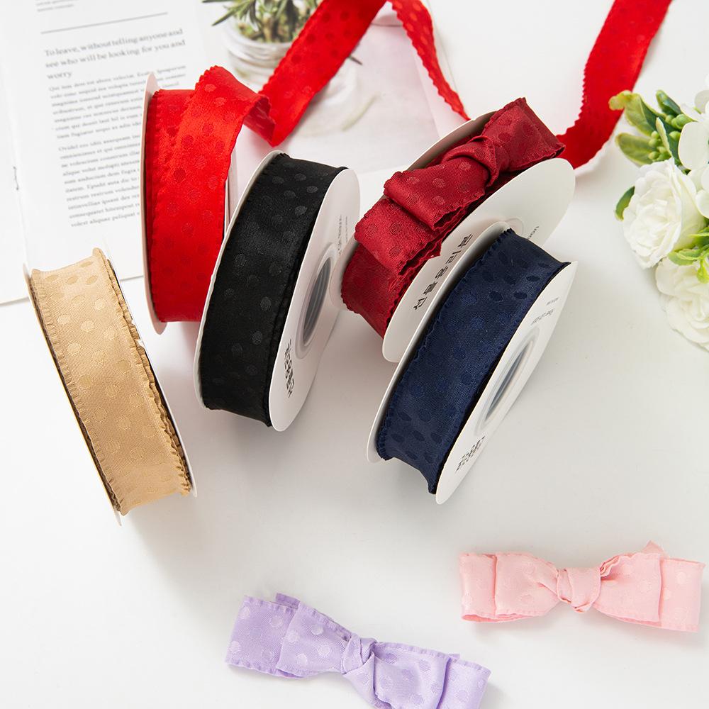 Polka Dot Wavy Lace Ribbon Fabric Polyester Material for DIY Hair Accessories & Floral Clothing Bows for Weddings & Christmas