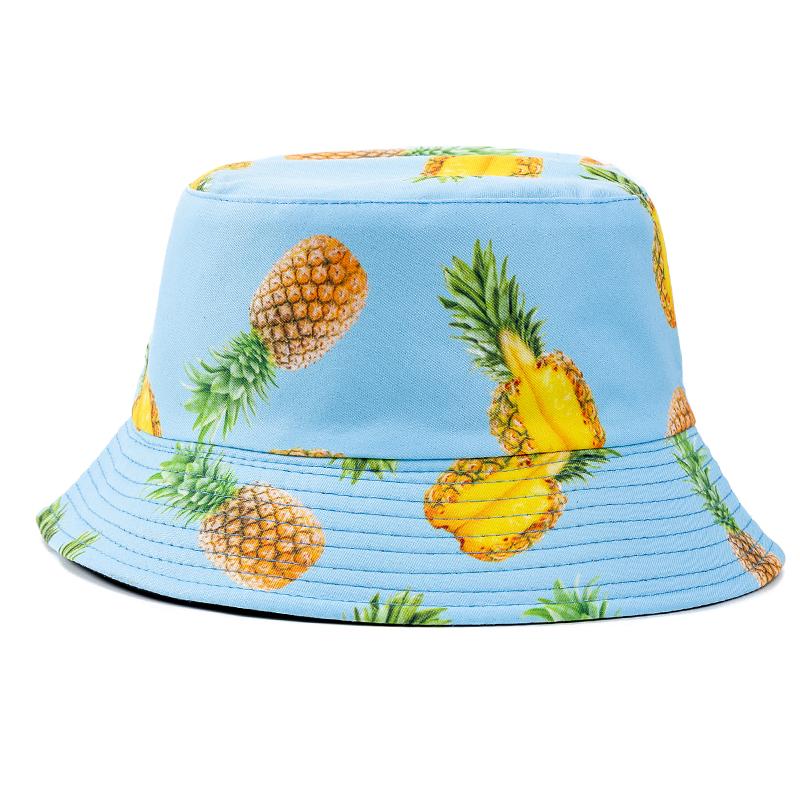 Hot Sale Unisex Bucket Hats Summer Double-sided Wear Fruit Printing Women Cap Outdoor Sun Hat Men Classic Panama Bucket Hat