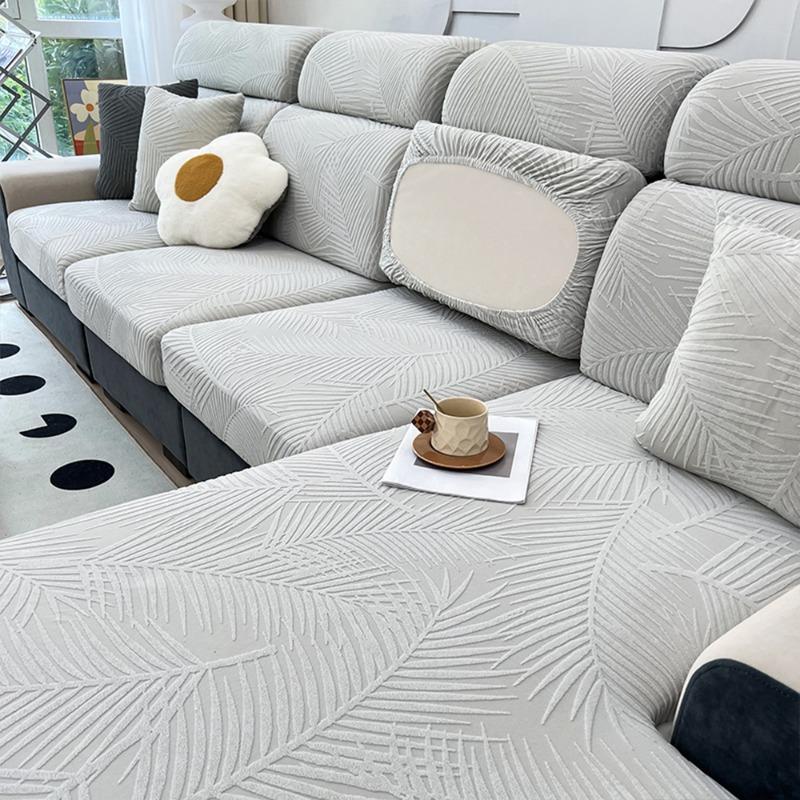 New Waterproof Fabric Sofa Cover Jacquard Solid Sofa Cushion Seat Case Stretch L-Shaped Cover Living Room Furniture Protector