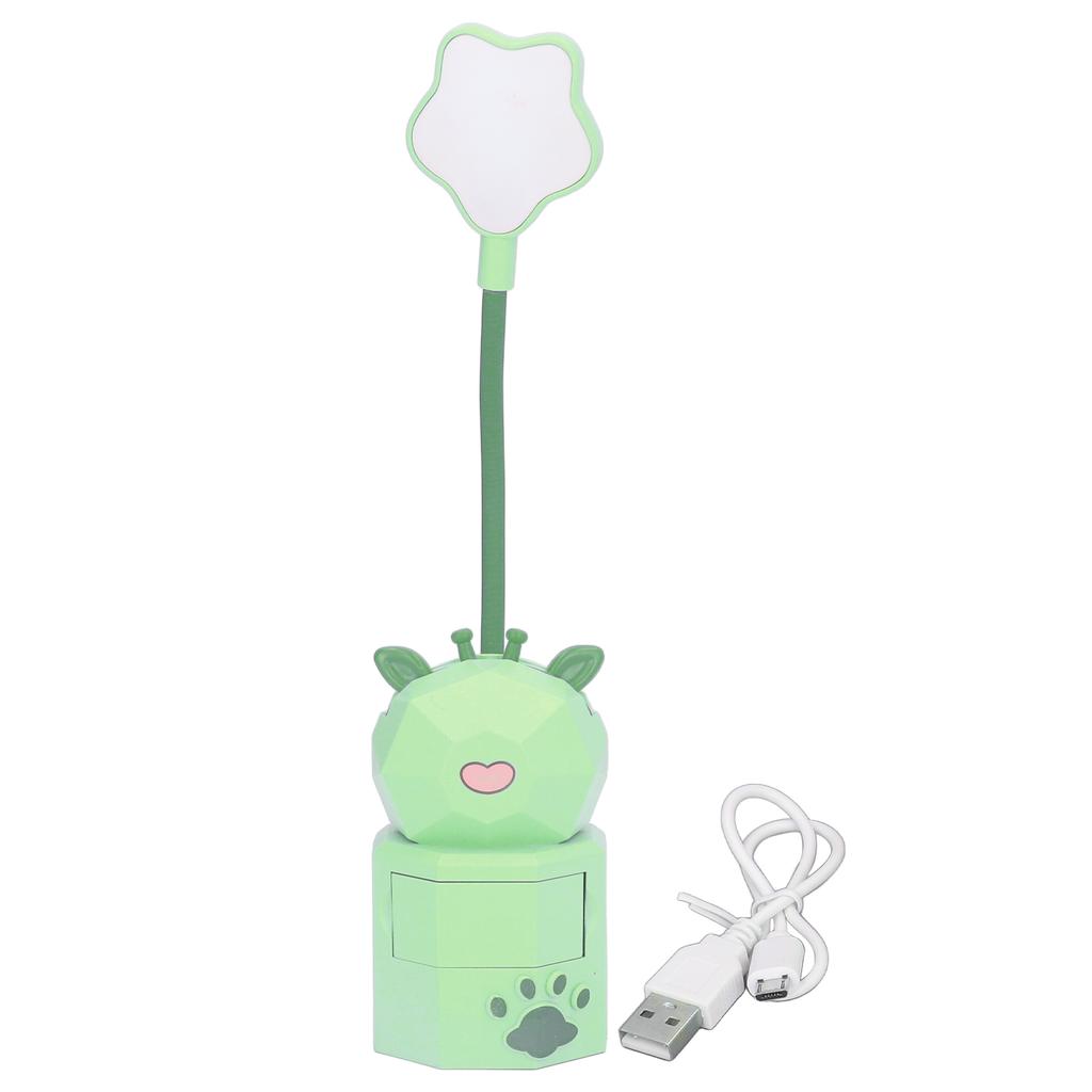 Kids Reading Light Cute Design USB Charging Warm Light 360 Degrees Gooseneck Adjustment Safe Material Kids LampGreen