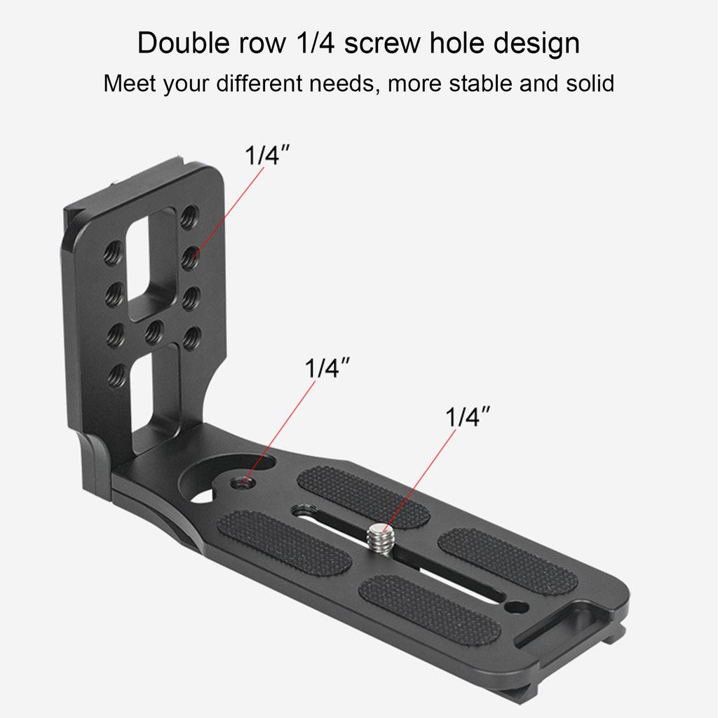 Camera L Bracket for Stabilizer Tripod Vertical Horizontal Switching Camera Quick Release Plate with 1/4 Inch Screw Hole for Nikon D750 D850 D3400
