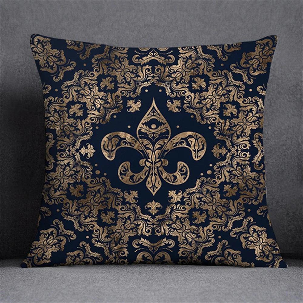 Home Decor Fleur-De-Lis Patterned Decorative Pillow Covers Pattern Cushion Cover Suitable For Sofa Bedroom Car Pillow Cover