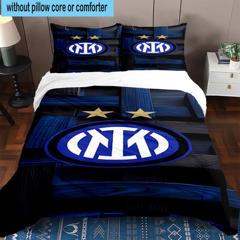 3 pezzi F.C. Set Biancheria da Letto Stampato Internazionale Milano Chiusura Copripiumino Include 1 Copripiumino & 2 Federe Set Biancheria da Letto Decorazioni per la Casa Regali