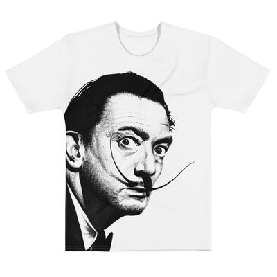 T-shirt da uomo 100% cotone con stampa integrale personalizzata del ritratto di Salvador Dalí Top da uomo