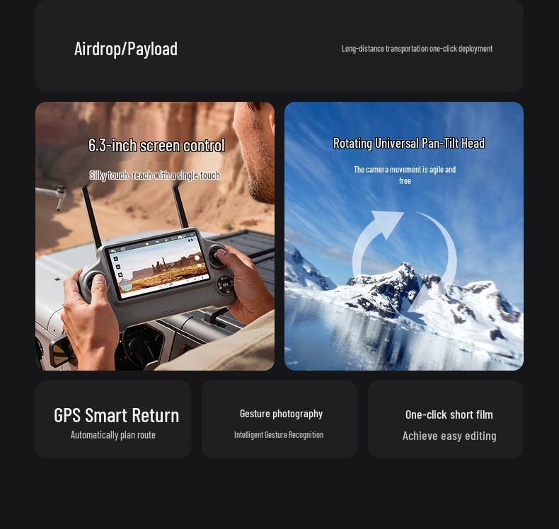 Wing 003 Pro Drone: Touchscreen GPS Control, 3-Axis Gimbal, Laser Obstacle Avoidance, Ultra-Long Battery for Aerial Photography.