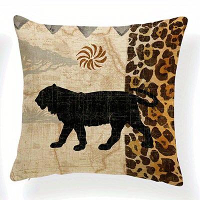 Wild Animal Silhouettes Double-Sided Printed Pillow Cover Short Plush Suitable Living Rooms Bedrooms Sofas Throw Cushion Cover