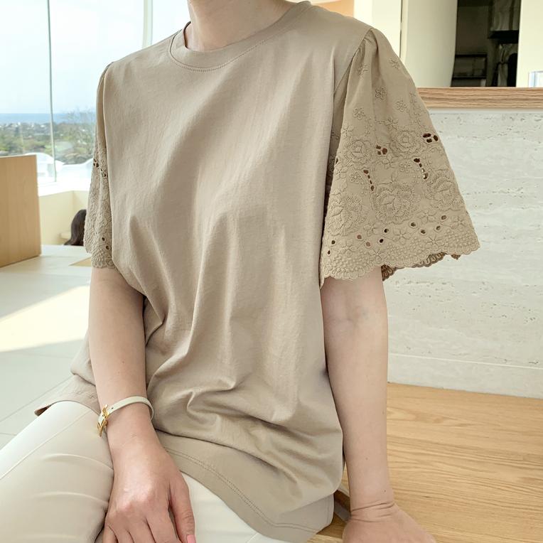 

Шикарная милая вышитая повседневная свободная футболка с коротким рукавом, женская однотонная круглая горловина, летние топы, женские футболки, модная облегающая простая футболка 26634 One Size хаки