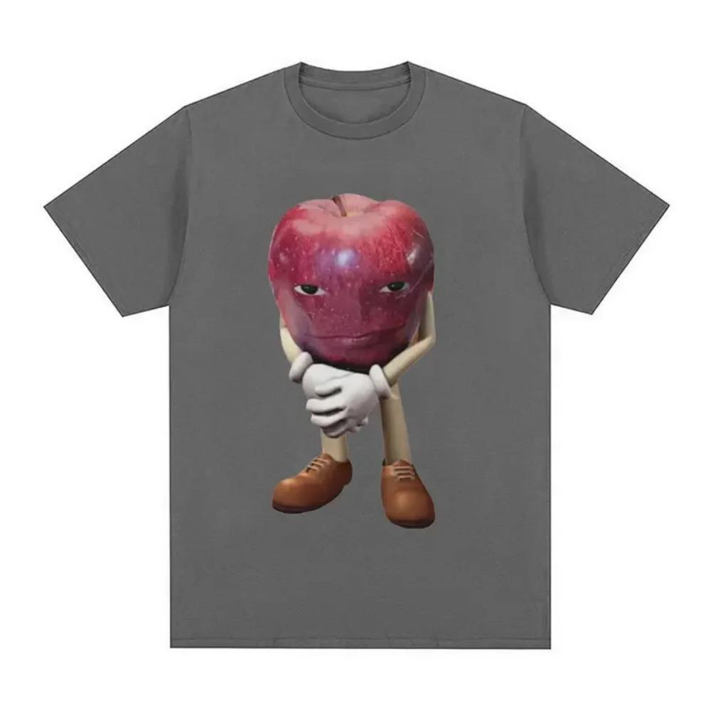 Grappig Mij Asf Appel met Gezicht Meme T-shirt Unisex Mode Hoge Kwaliteit T-shirts Mannen Retro Casual Korte Mouw T-shirt Tops