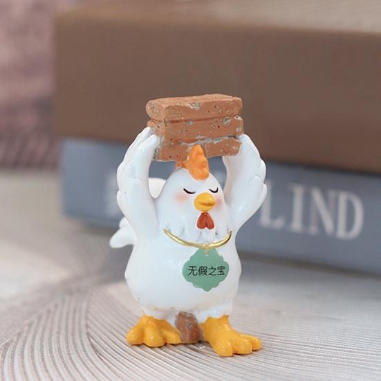 Kycklingprydnad Kompakt Storlek Harts Skrivbordsdekoration Helande Emotionell Powerbank Kycklingfigur Heminredning