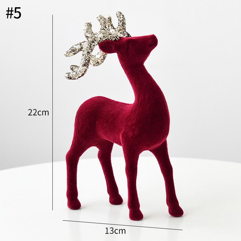Red Flocking Christmas Tree Pendent Christmas Bells Snow Elk Hanging Ornament Decorations New Year Xmas Festive Atmosphere Decor