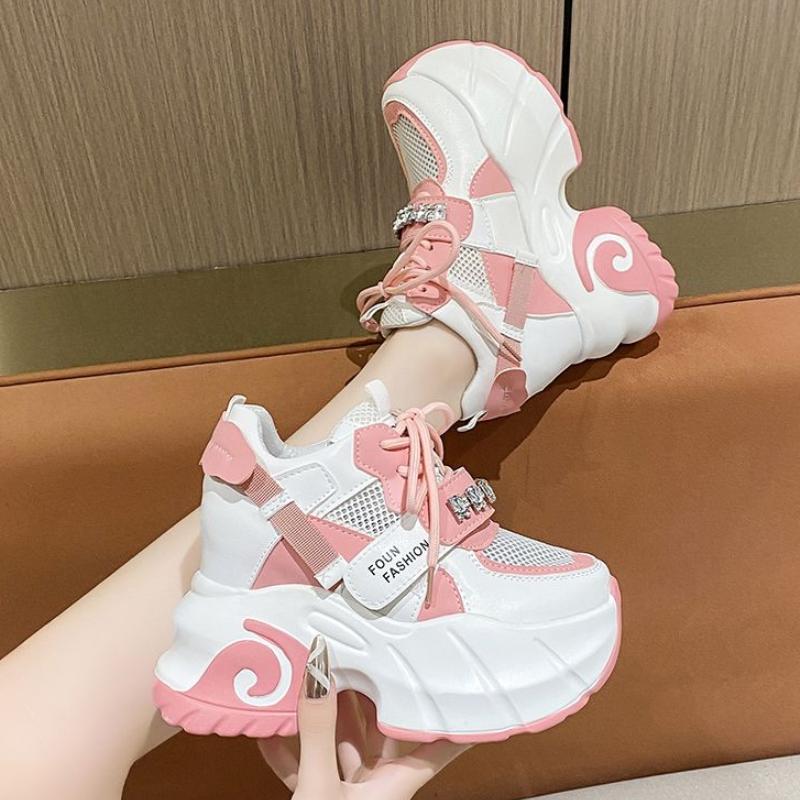 Chunky Sneakers Casual Vulcanized Shoes Woman High Platform Breathable Mesh Sneakers 10CM Women Sports Dad Shoes