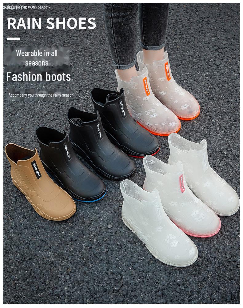 Korean-Style Waterproof Couple's Rain Boots - Anti-Slip, Short Tube Rubber Shoes