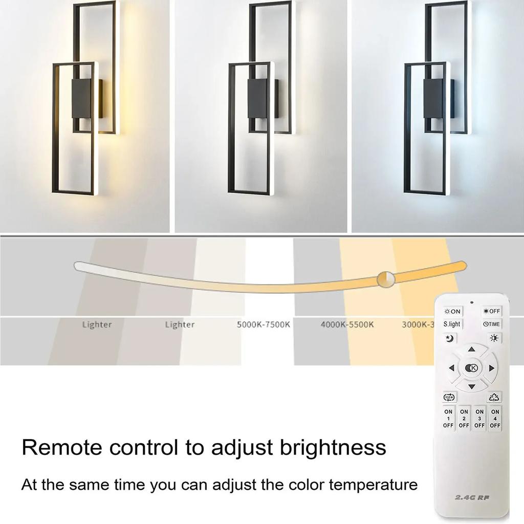 Industrial LED Wall Sconce Light with Remote Control, 18-36W Adjustable Acrylic Metal Fixture for Indoor Lighting wall decor