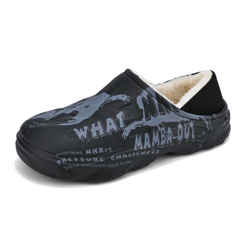 

Мужские зимние тапочки больших размеров с нескользящей подошвой - Плюшевые, утолщенные, хлопковые туфли для дома/улицы с закрытой пяткой 44/45 чёрный