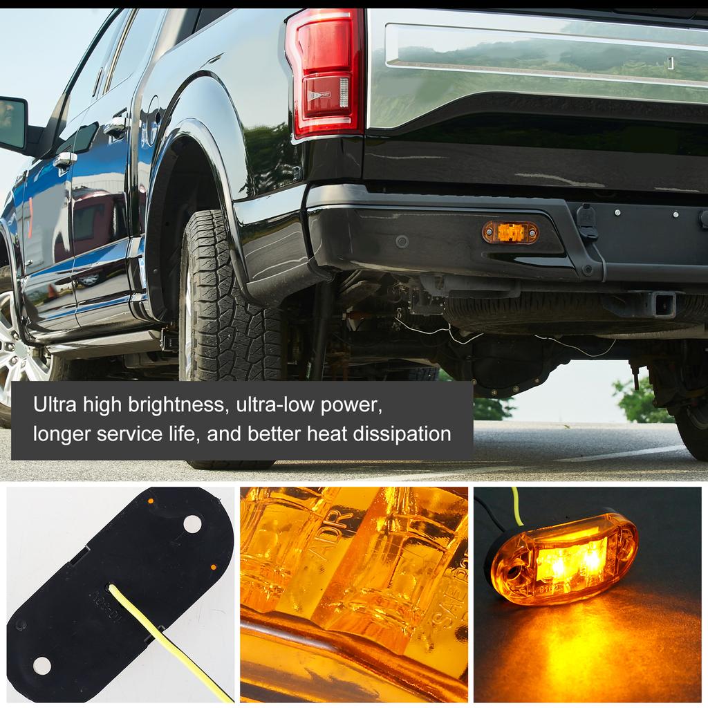 10 Pack Durable Led Side Marker Lights for Trailer Trucks Caravan Side Clearance Marker Light Lamp Led Yellow 12V 24V LED