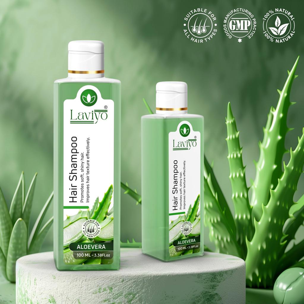 Aloe Vera Hair Shampoo - Promotes Soft & Shiny Hair, Improves Hair Texture | Suitable for All Hair Types | 100 ML (3.38 Fl.oz) (Pack Of 3)