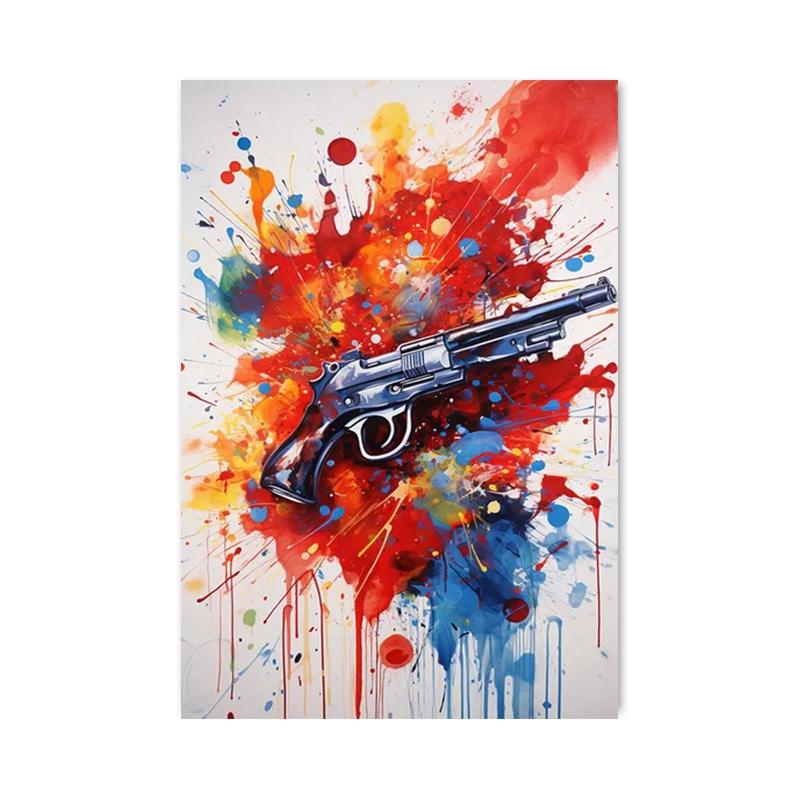 Abstract Graffiti Pistol Posters and Prints Canvas Paintings Wall Art Pictures for Living Room Home Decoration