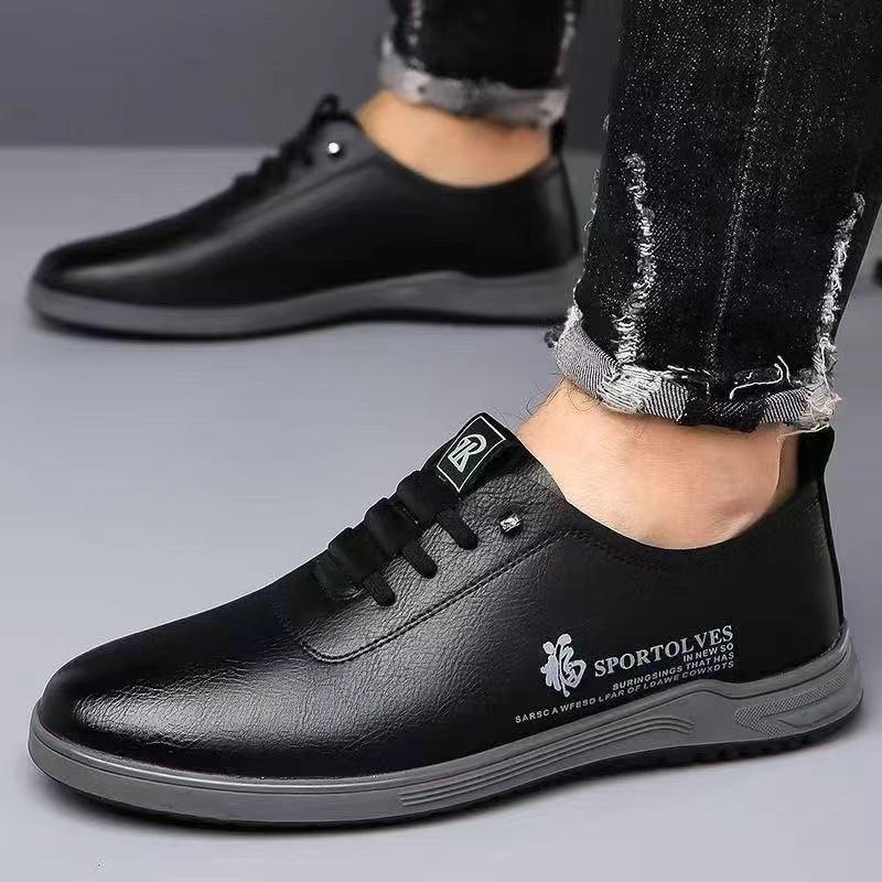 

Soft Leather Men s Leather Shoes Same Style Men s 2025 Casual Shoes Soft Bottom Soft Surface Non slip Breathable Leather Shoes 39 чорний