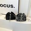 Fashion personalized sequined bucket bag women's new foreign style Korean version shoulder bag crossbody dinner bag tide fold