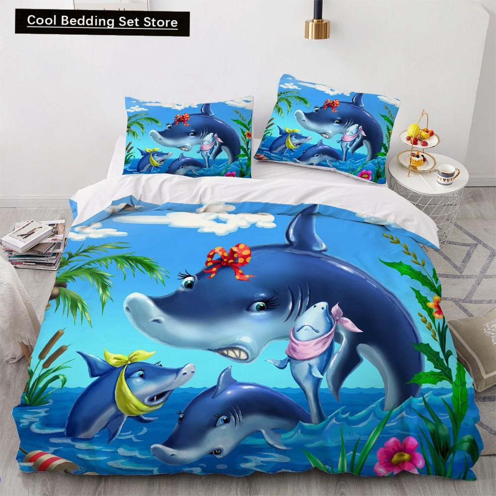 Dog Cat King Queen Duvet Cover Pet Kitty Puppy Bedding Set for Kids Teens Adults Lovely Animals Blue Soft 2/3pcs Quilt Cover