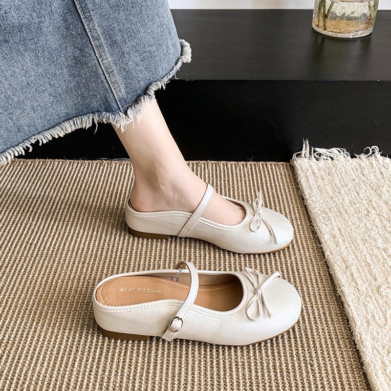 

Silver bag head Mary Jane half slippers women s summer wear spring new small inner height increase fashion sandals 35