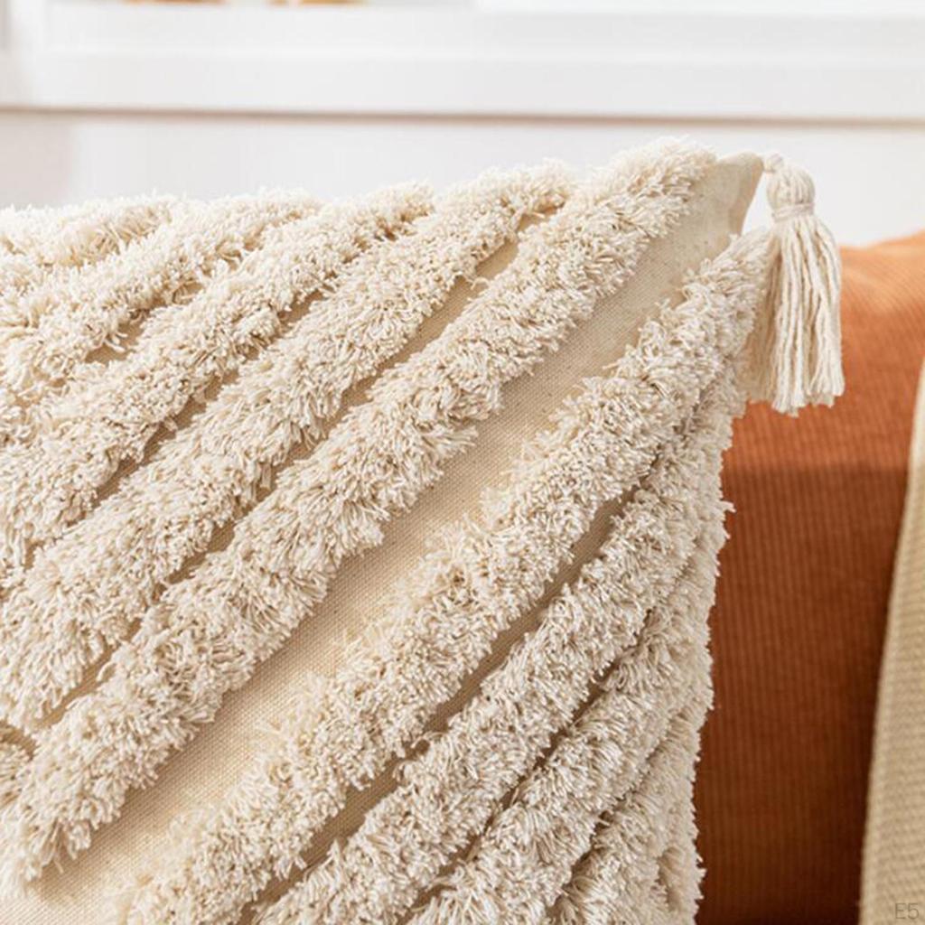 Pillow Cover Quilted Macrame Tassels