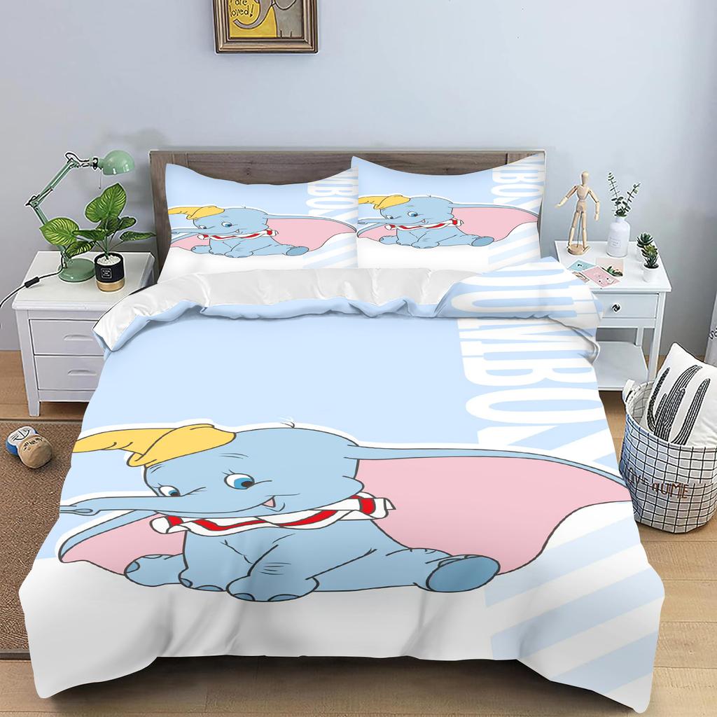 Dumbo Comforte Bedroom Printed Cartoon Quilt Cover Bedding Set With Pillowcase Suitable For Children And Adults