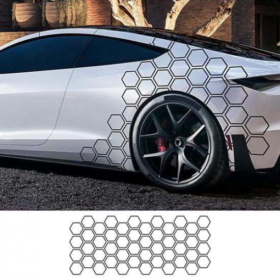Car Vinyl Stickers Honeycomb Hexagon Body Side Waist Line Sport Graphics Decals