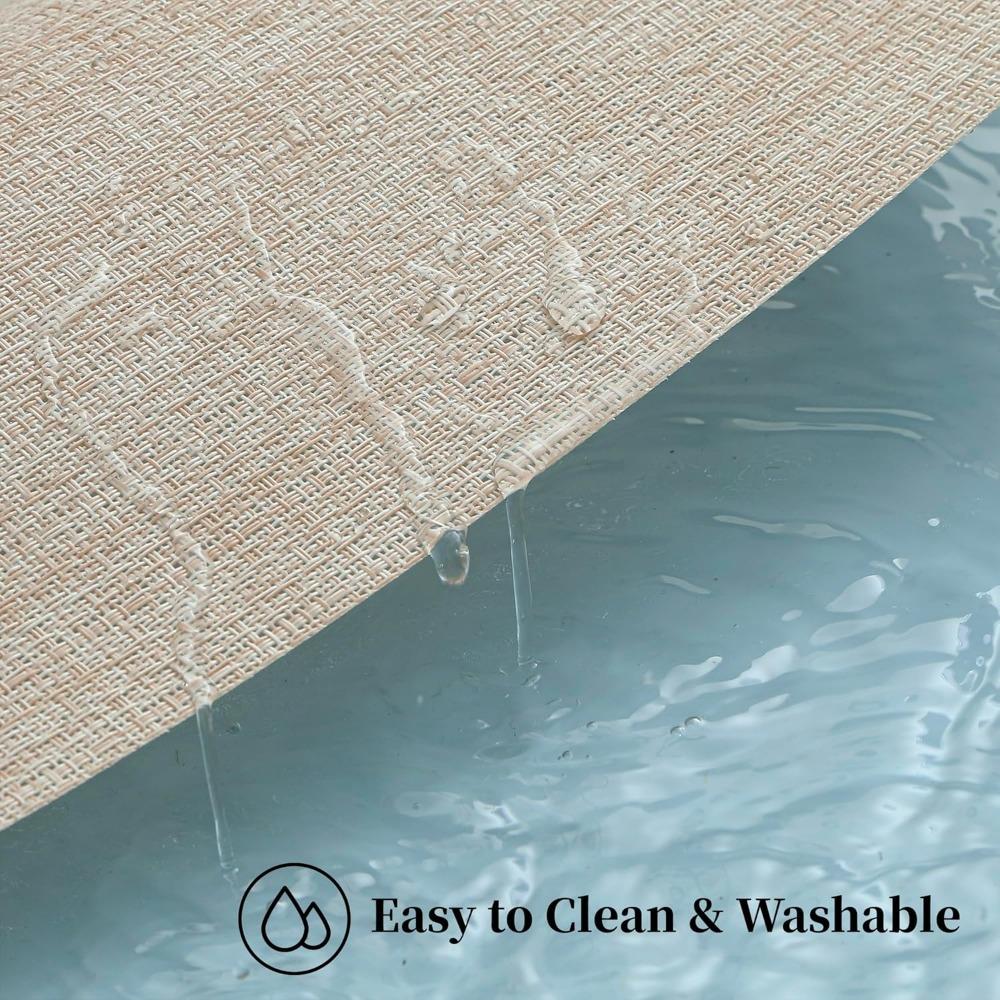 Leetaltree Beige Tischsets Set mit 4 Stück - Hitzebeständige rutschfeste Tischsets für Esstisch, Waschbare langlebige PVC-Vinyl gewebte Tischmatten