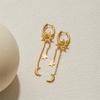 Celestials Dangle Earrings Featuring Crescent Star Charm Crystals Accent and Movable Tassels Detailing