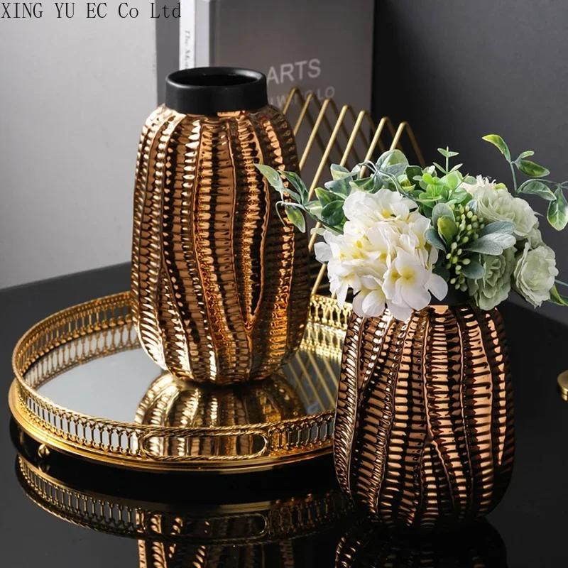 Rectangular Glass Mirror Tray European-style Simple Metal Coffee Table Tray Round Hollow Gold Rim Decorative Plate Ornaments
