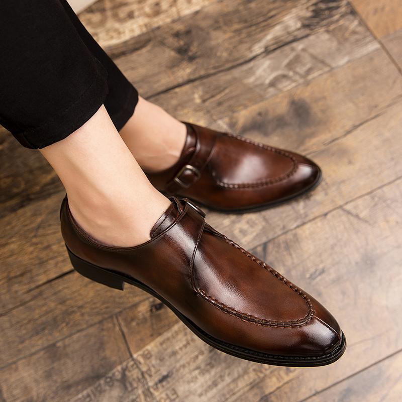Leather shoes men Gingham Buckle Classic Business shoes for male Luxury Brand Antiskid Cozy Men loafers Design shoes men
