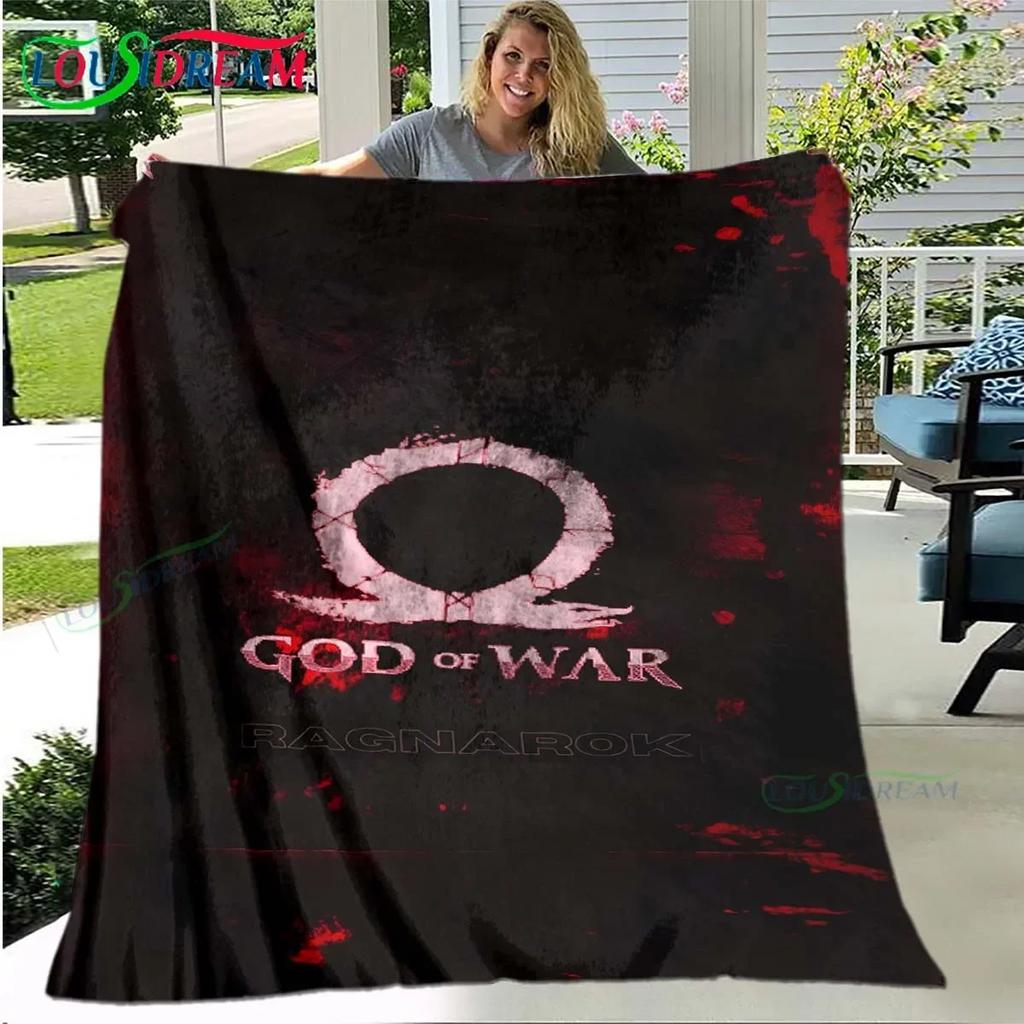 3D Game God of War Pattern Blanket Star Art Flannel Thin Blanket Portable Home Travel Office Lunch Break Blanket Birthday Gift