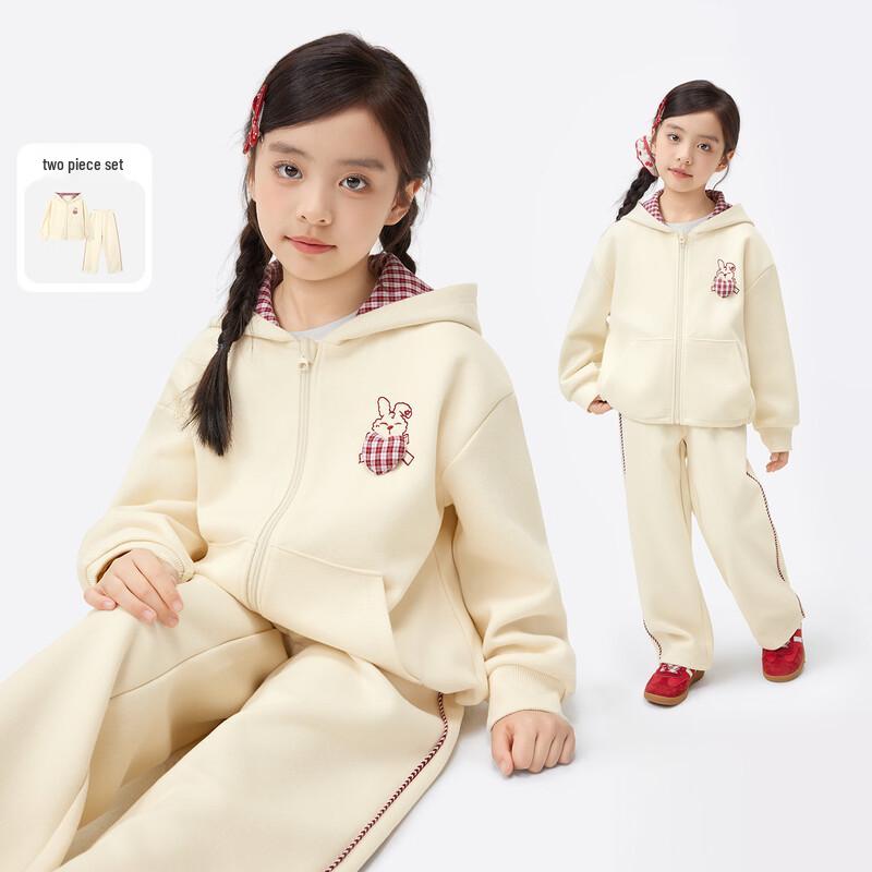 Xiaoyinman Girl s Embroidered Bunny Hoodie & Pants Set 120