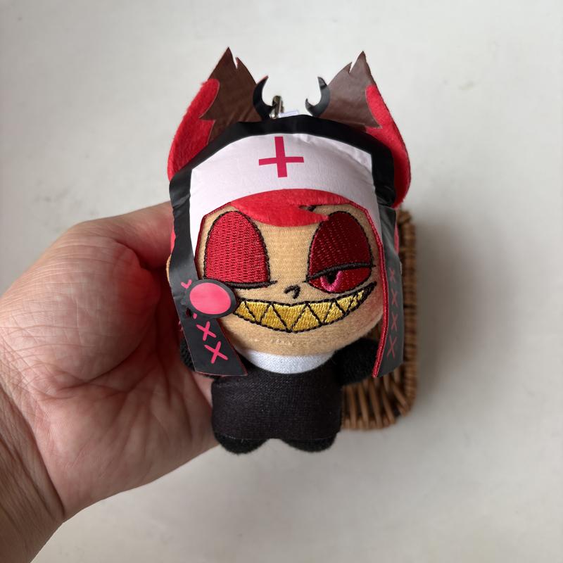 10cm Niedlicher Nonnenstil Rote Große Augen Alastor Plüschtiere Cosplay Animation Hazbin Charakter Hotel Schlüsselanhänger Plüschtier Puppe Tasche Anhänger About 10cm