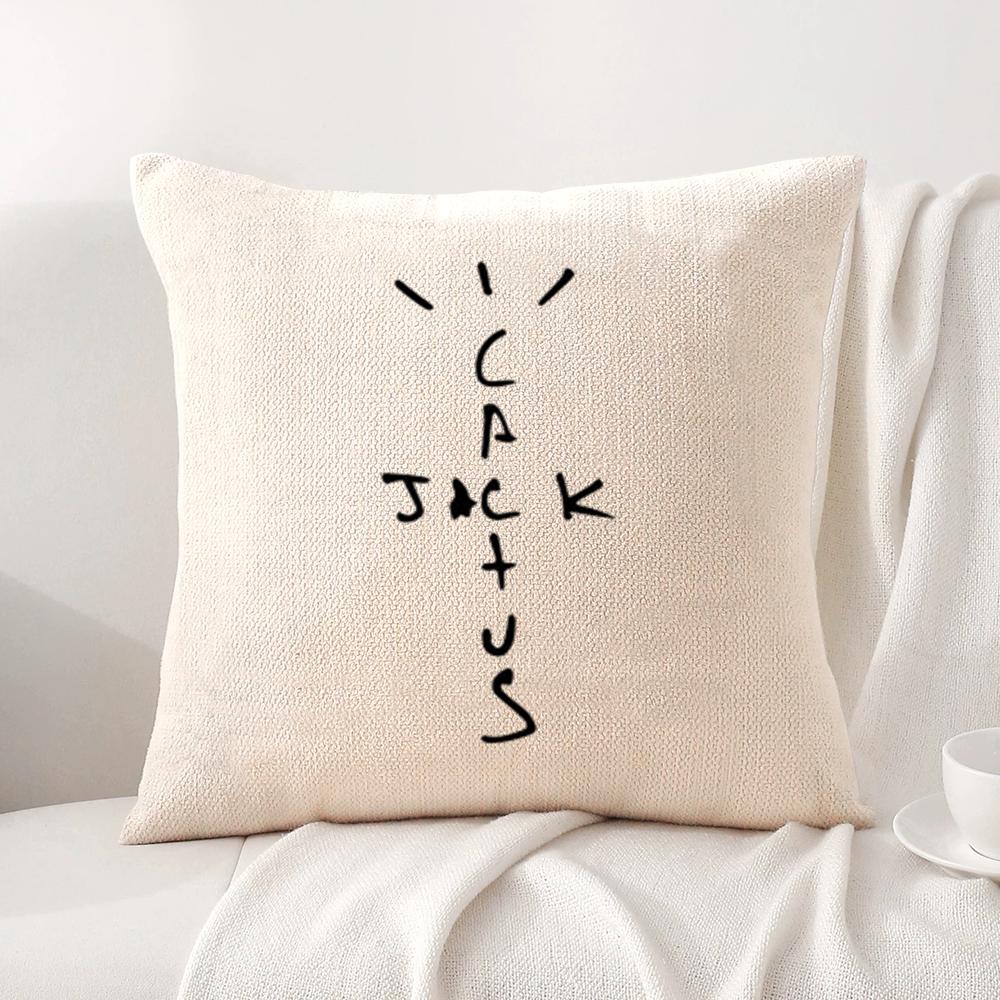 Cool C-Cactus Jack Cushion Cover Linen Organic Fabric Double-Sided Printing Breathable Pillow Case Sofa Home Decor Gift