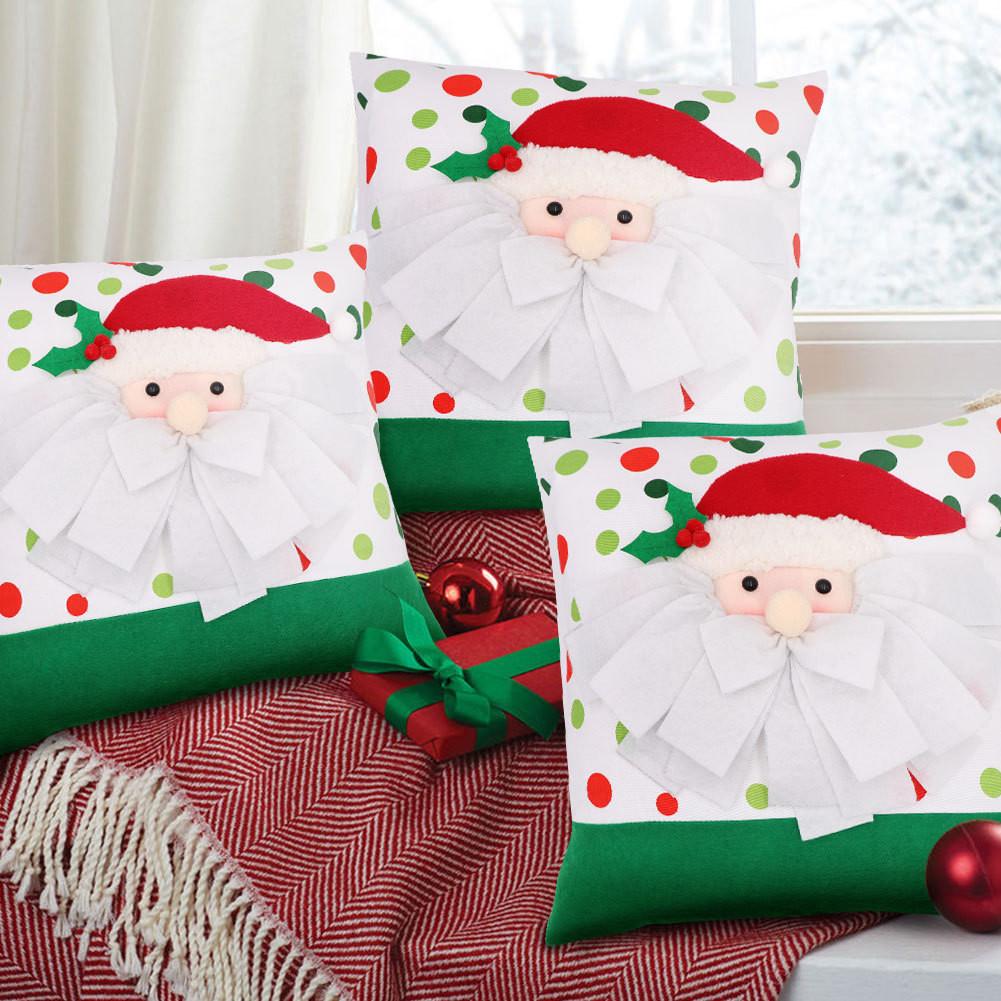 Festive Christmas Santa Claus Pillow Cover Cozy Decorative Cushion For Holidays