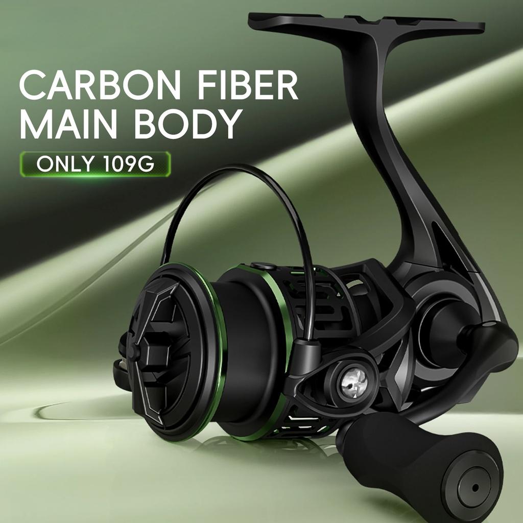 LEO Portable Carbon Fiber Only 109G Lightweight Spinning Fishing Reel 5.2:1 Gear Ratio 5+1 BB for Saltwater Freshwater Ce Fishing Corrosion Resistant