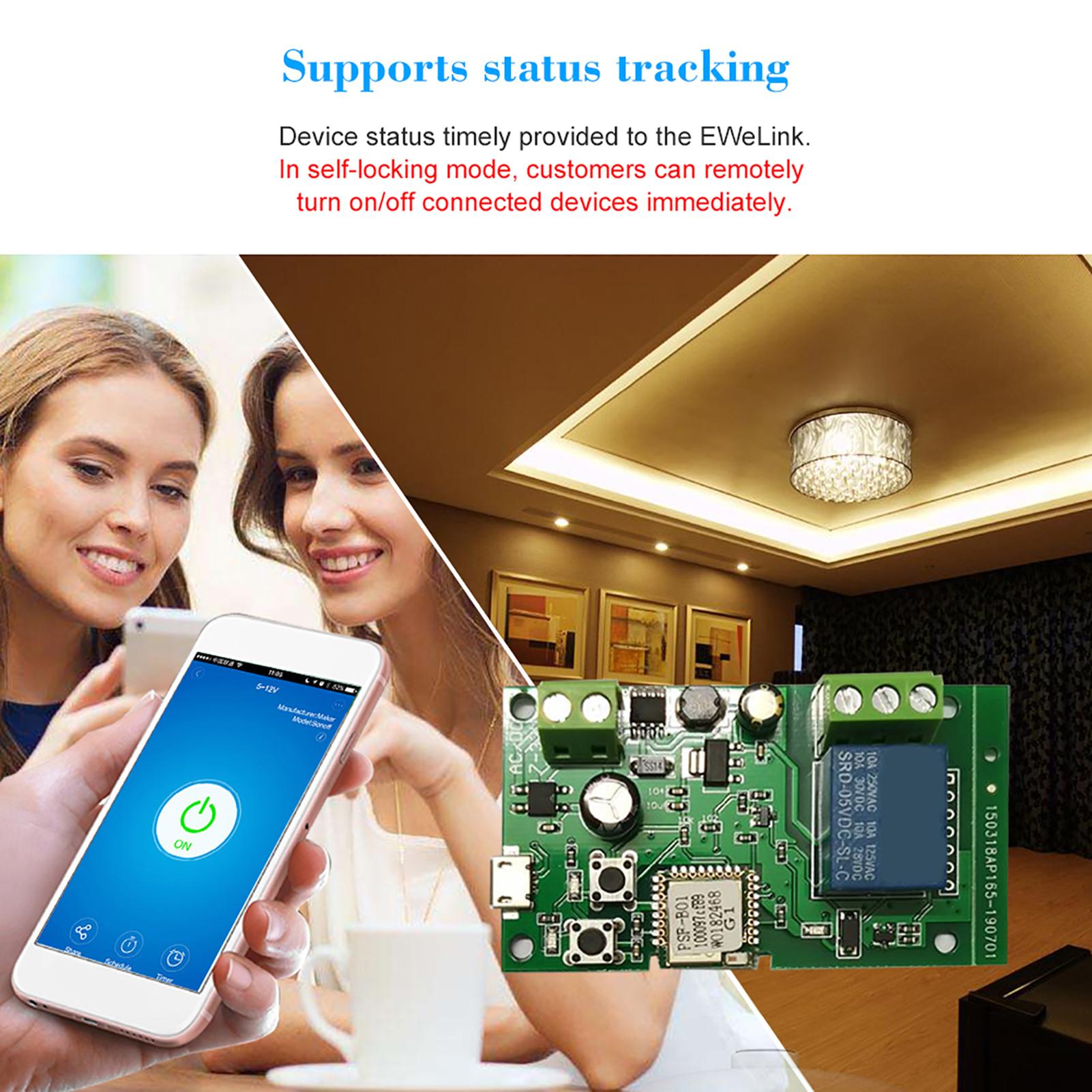 

eWeLink DC5V 12V 24V 32V Wifi Переключатель Беспроводной Релейный Модуль Модули Автоматизации Умного Дома Пульт Дистанционного Управления Таймер через Приложение для Телефона 1 Set зелёный