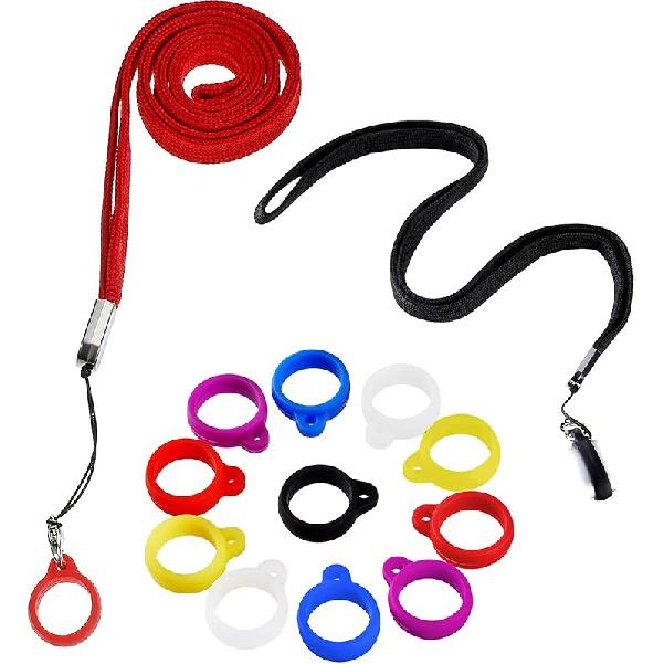 Shappy 12 Anti Lost Lanyard Set Includes 2 Necklace Lanyard with 10 Anti Lost Silicone Rubber Ring Pen Silicone Ring Holder разноцветный