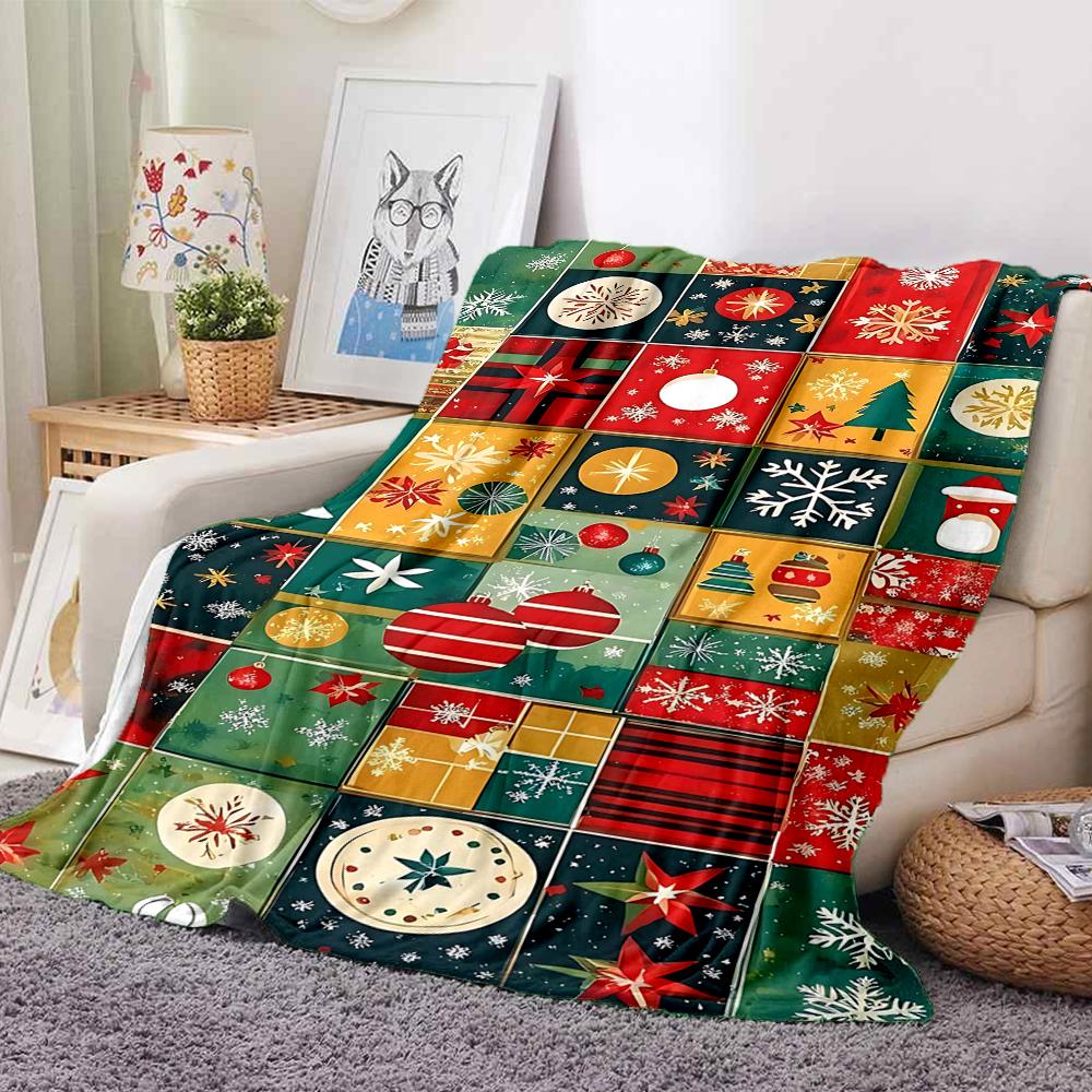 1Pc Christmas Ornaments Pattern Blanket Soft And Comfortable Casual Warm Camping Travel Christmas Halloween Gift M91714