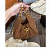 Ringotto Bag, Matte Leather, Small Fragrant Suede Chain, Underarm Bag, Suede Leather, Shoulder Commuter Bag, Women's