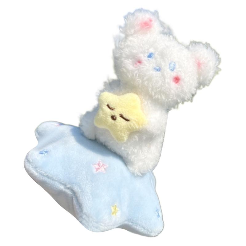 Plush Rabbit Bear Pine Charm Keychains Cute Pendant Y2K Car Keyring Backpack Decoration Fashion Jewelry for Women Girls