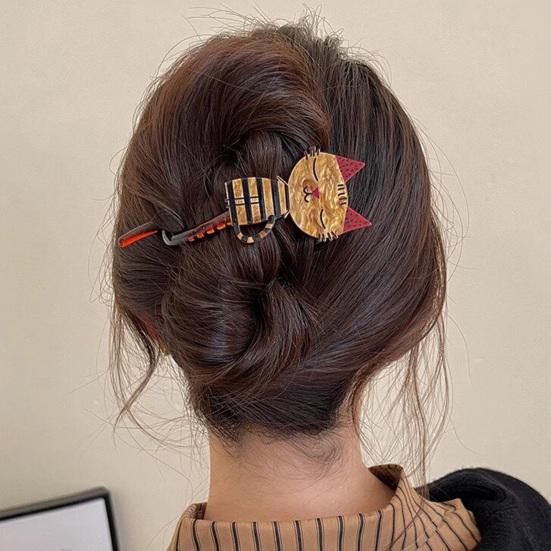 Girls Hair Clips Cartoon Cat Decor Twist Hair Claw Back Head Crab Holder Women Hair Styling Tool Hair Accessories