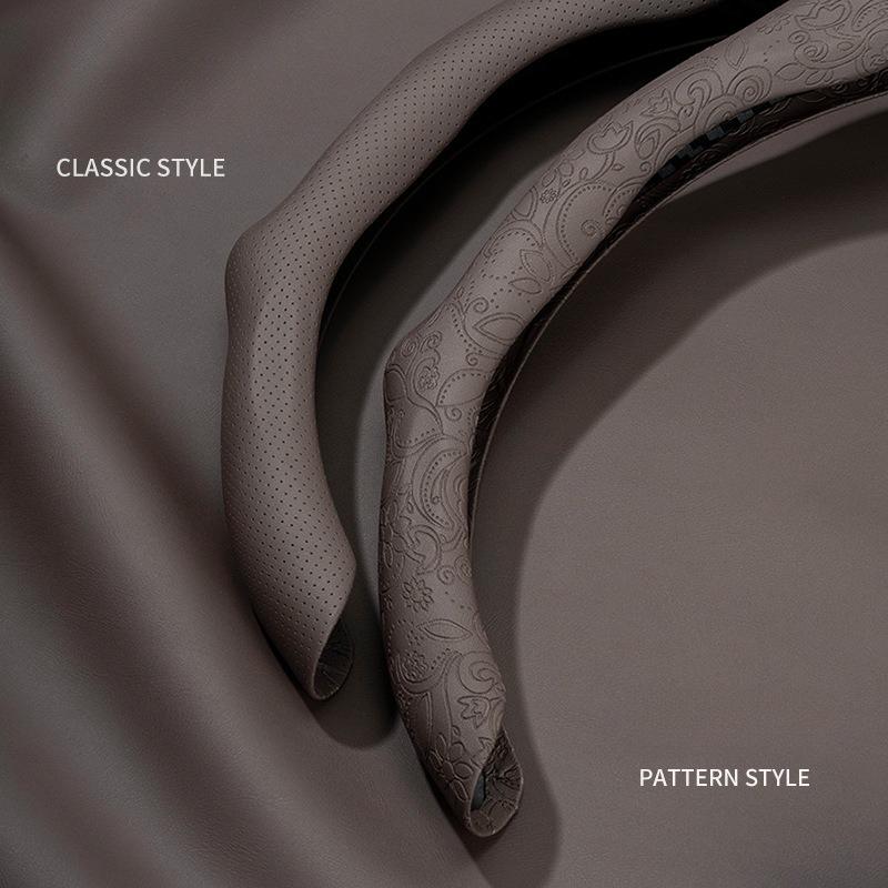 38cm Breathable Suede Steering Wheel Cover Non-Slip Sweat Absorbing All-Season Sports Car Handle Cover for Men & Women