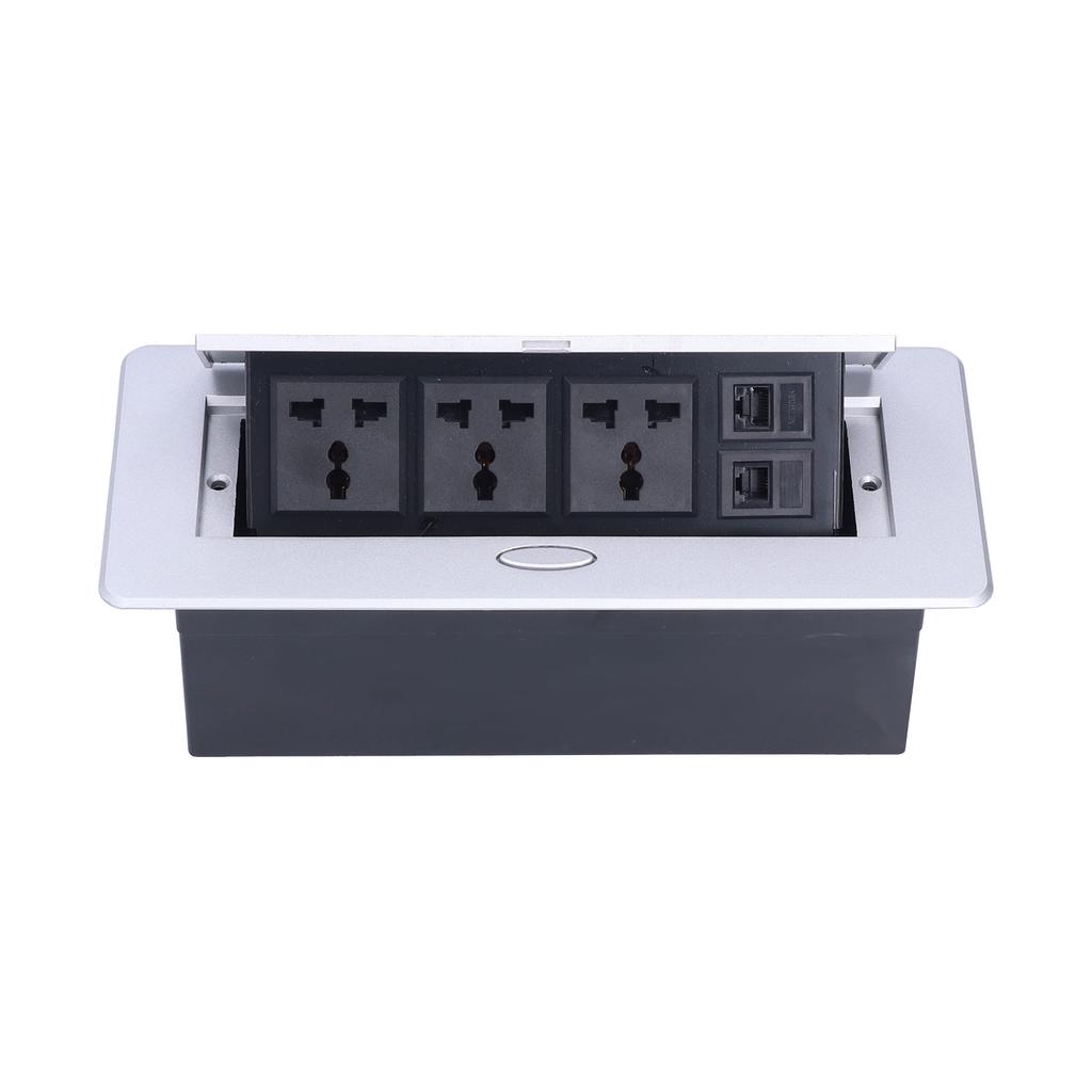 Floor Electrical Socket Embedded 3 Hole Outlet with Computer Telephone Interface 250V 13A