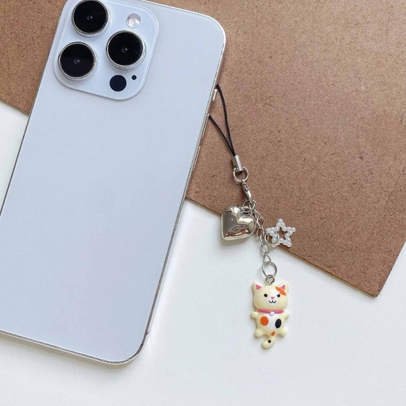 Practical Handmade Beadwork Cats Hanging Ornament Versatile Phone Charm Portable for Styles Upgrades Daily Use